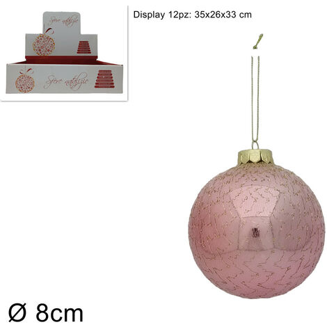 PALLA DIAMETRO 8 CM COLORE ROSA CON RETE ORO