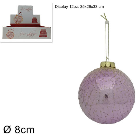 PALLA DIAMETRO 8 CM LILLA CON RETE ORO