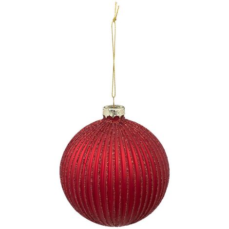 Palla glitterata a righe 10 cm in vetro - Feeric lights & christmas
