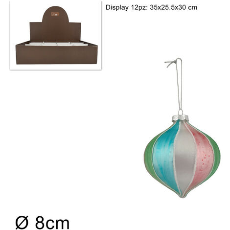 PALLA GOCCIA VETRO DIAMETRO 8 CM FASCE MULTICOLOR