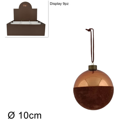 PALLA VETRO DIAMETRO 10 CM MARRONE LUCIDO CON VELLUTO