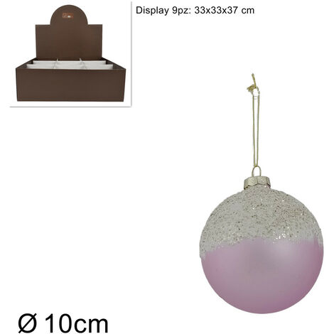 PALLA VETRO DIAMETRO 10 CM ROSA OPACA CON PERLINE