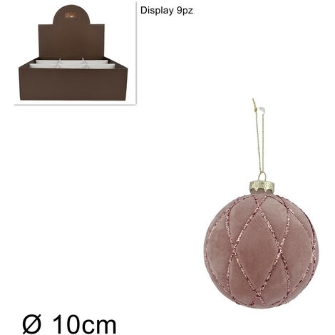 PALLA VETRO DIAMETRO 10 CM  VELLUTO ROSA