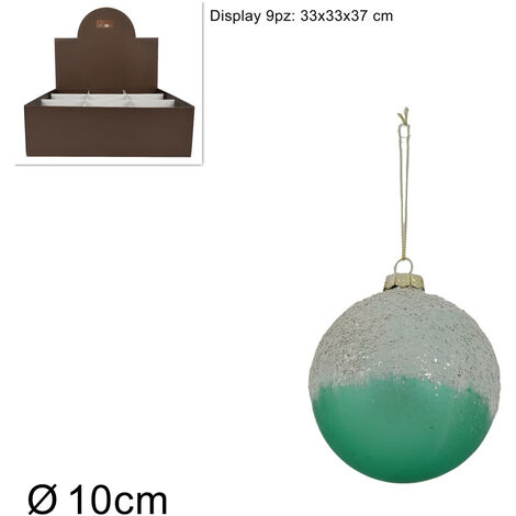 PALLA VETRO DIAMETRO 10 CM VERDE OPACO CON PERLINE