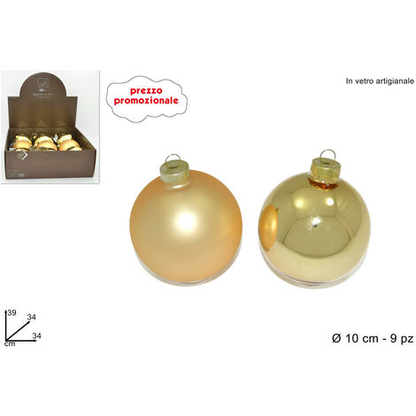 PALLA VETRO DIAMETRO 8 CM COLORE ORO LUCIDO/OPACO ASSORTITO 2 VARIANTI (1 PEZZO, INVIO CASUALE)