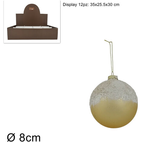 PALLA VETRO DIAMETRO 8 CM COLORE ORO OPACA CON PERLINE