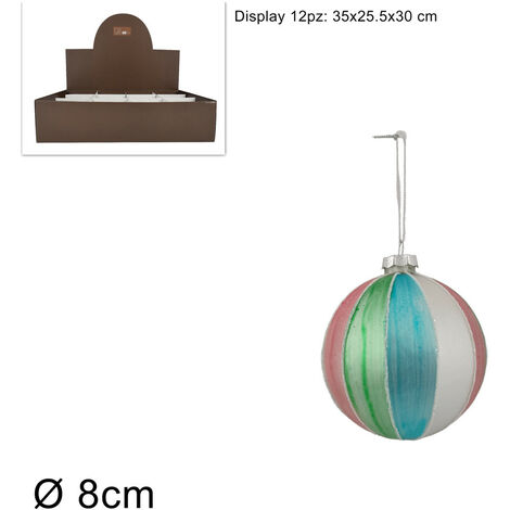 PALLA VETRO DIAMETRO 8 CM FASCE MULTICOLOR