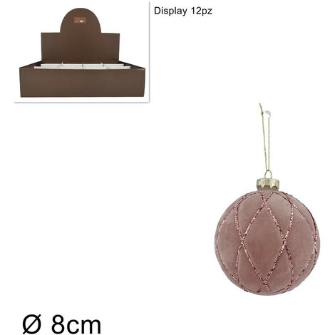 PALLA VETRO DIAMETRO 8 CM VELLUTO  ROSA