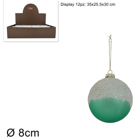 PALLA VETRO DIAMETRO 8 CM VERDE OPACO CON PERLINE