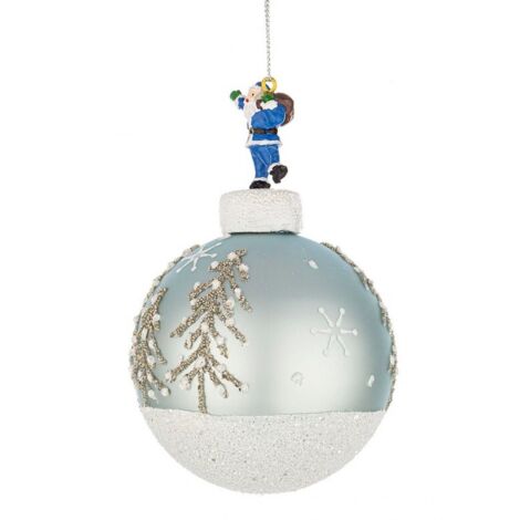 PALLA VETRO EMMY D.8 C-BABBO NATALE AZZURRO