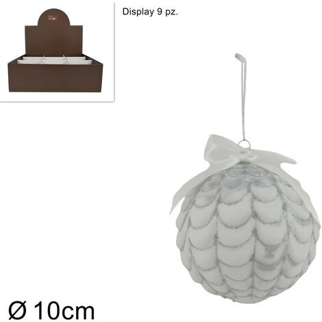 PALLA VETRO PIGNA DIAMETR 10 CM COLORE BIANCO
