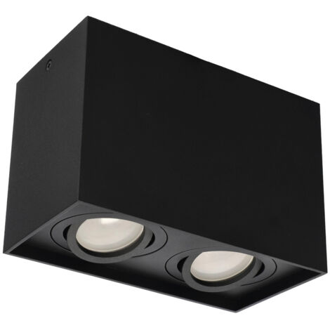 PALLAD 2 Noir spot de plafond en saillie 2xGU10 carré noir EDO777110 Edo Solutions
