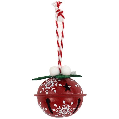 Palle campanellini natalizi in metallo per decorazioni natalizie set da 6 -Rosso/Bianco