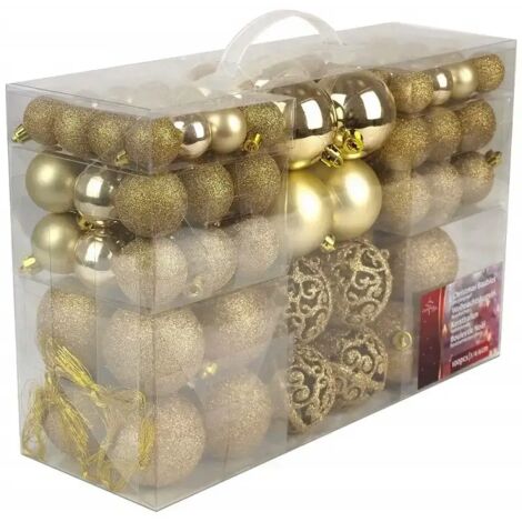 Palle Di Natale 100 Palline Color Oro Diverse Misure Decorazioni Albero Natale