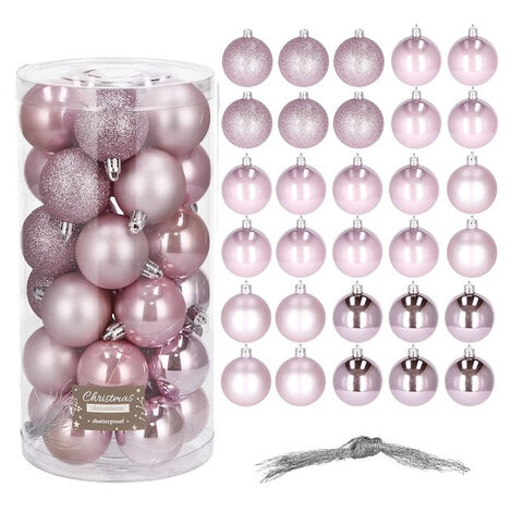 Palle di Natale 30 pezzi, set di decorazioni natalizie rosa.