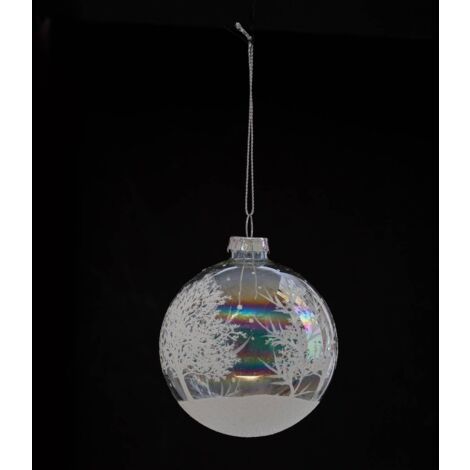 Palle di natale 80 mm disegno bianco 2 assortimento - Feeric lights & christmas