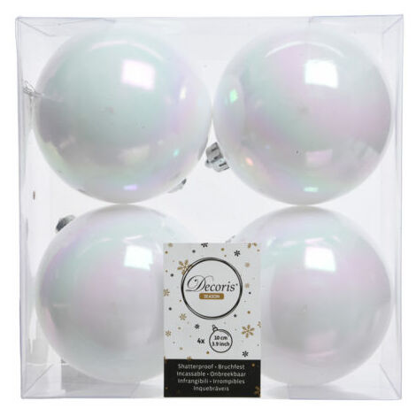 PALLE DI NATALE BIANCO IRIS D 10 CM