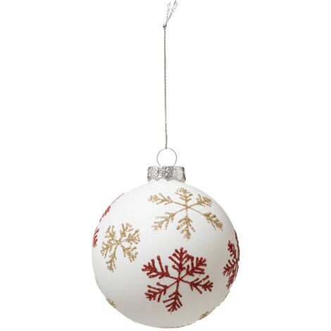Palle di natale in vetro 80 mm fiocco di neve 3 assortimento - Feeric lights & christmas