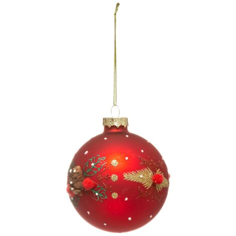 Palle di natale in vetro 80 mm pompon 2 assortimenti - Feeric lights & christmas