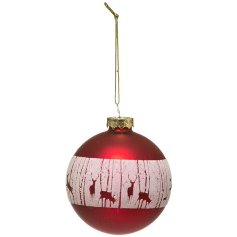 Palle di natale in vetro 80 mm renna della foresta 2 assortimenti - Feeric lights & christmas