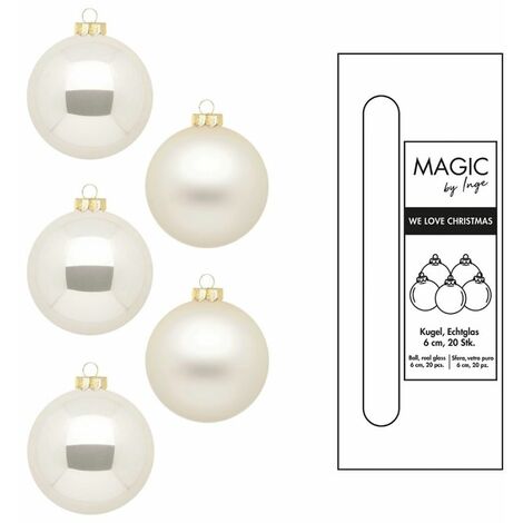 PALLE DI NATALE IN VETRO CHAMPAGNE 6CM BOX 20