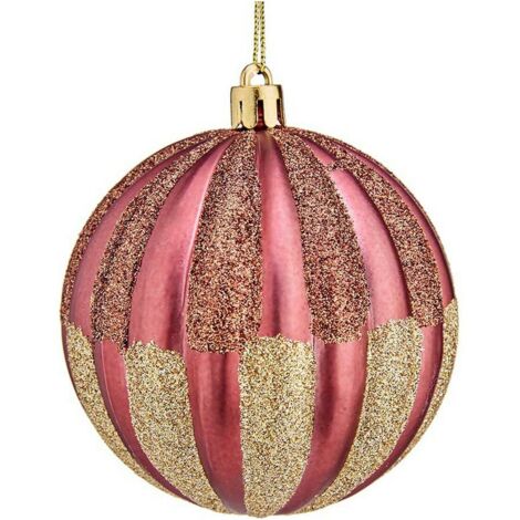 Palle di Natale - KRIST+ - S3612626 - Confezione da 6 unità - Rosa - Plastica 8 cm