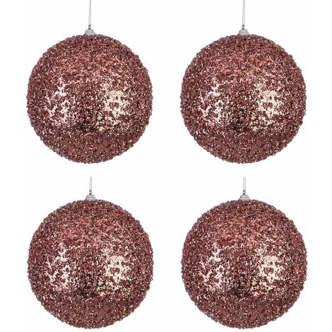 Palle di Natale Rosa con Paillettes Palline Grandi Addobbi Natalizi Albero - Diametro: 200 mm