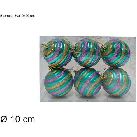 PALLE DIAMETO 10 CM TIFFANY DECORO ORO/LILLA CONFEZIONE 6 PEZZI