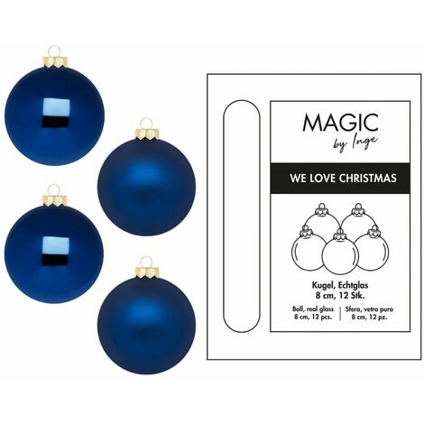 PALLE IN VETRO BLU LUCIDE/OPACHE D 8 CM CONFEZIONE 12 PEZZI