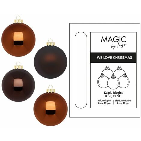 PALLE IN VETRO COGNAC DIAMOND LUCIDE/OPACHE D 8 CM CONFEZIONE 12 PEZZI