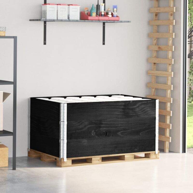 vidaXL Pallet Collars 3 pcs Black 120x80 cm Solid Wood Pine