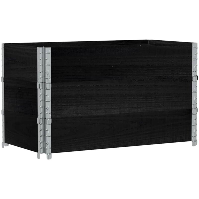 Pallet Collars 3 pcs Black 100x50 cm Solid Wood Pine vidaXL