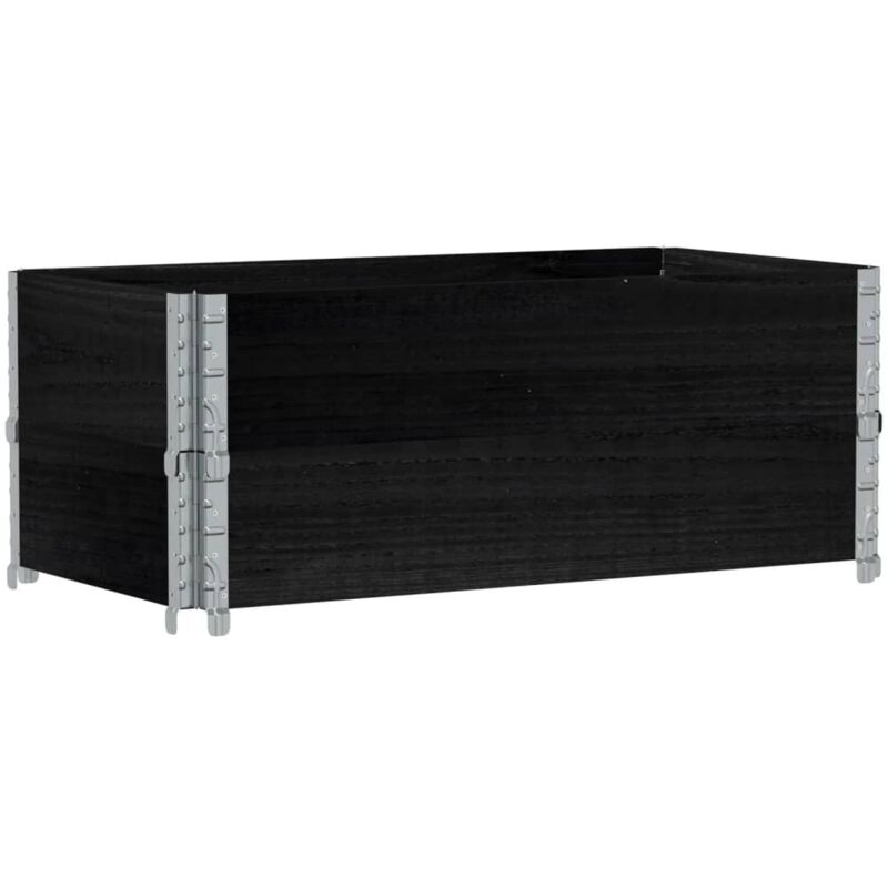 Pallet Collars 2 pcs Black 100x50 cm Solid Wood Pine vidaXL