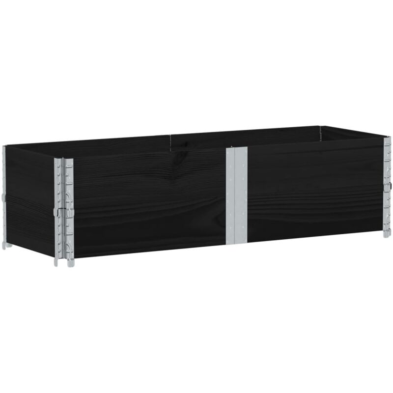 Pallet Collars 2 pcs Black 150x50 cm Solid Wood Pine vidaXL