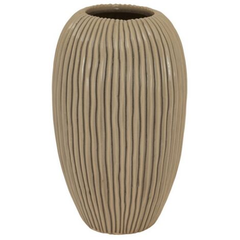 Pallida Collection Large Striped Vase - Ceramic - L19 x W19 x H33 cm - Brown