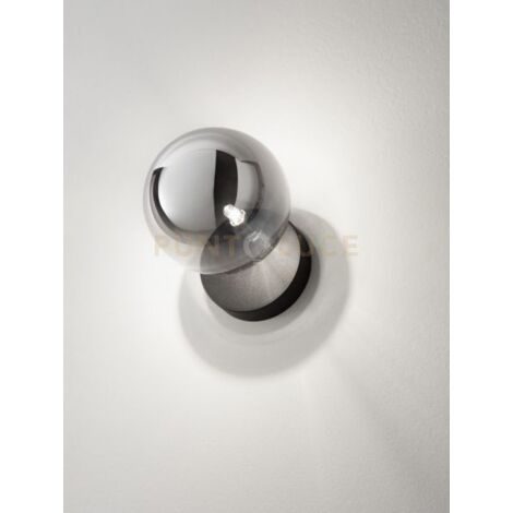 PALLINA APPLIQUE 1 LUCE ATTACCO G9 NERO CON SFERA FUME' D.14CM