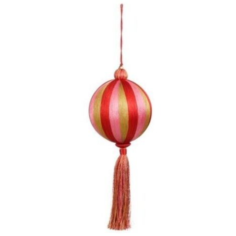 Pallina con nappina in plastica riciclata oro  12 cm
