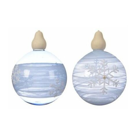 Pallina da Appendere con Fiocchi di Neve Blu 10 cm. Pezzo Singolo