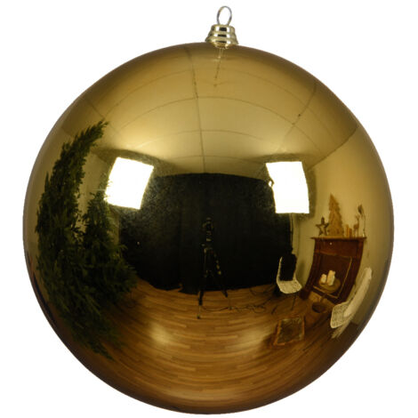 PALLINA DI NATALE 20CM ORO CHIARO LUCIDO ADDOBBI DECORO ALBERO