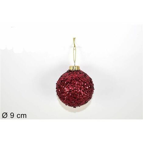 PALLINA DI NATALE 9CM C/PAILLETTES  BORDEAUX