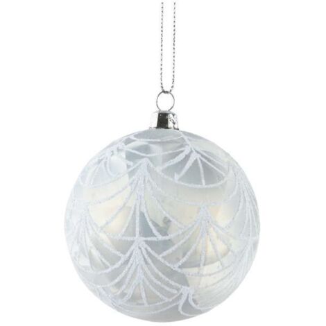 Pallina di Natale Argento Scintillante - Effetto Ghiaccio - D. 8 cm
