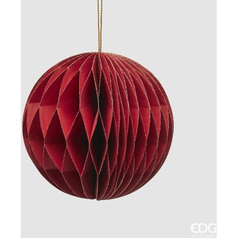 Pallina di natale colore rosso in carta decorazioni natalizie per albero di Natale -Ø 10 cm