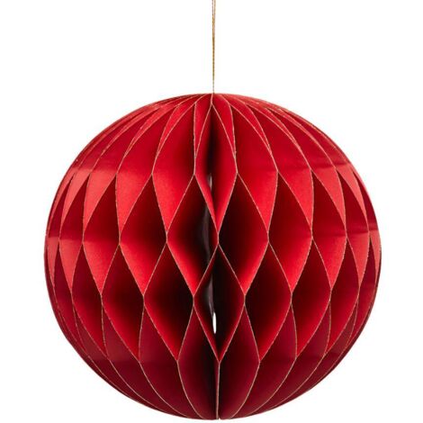 Pallina di natale colore rosso in carta decorazioni natalizie per albero di Natale -Ø 20 cm