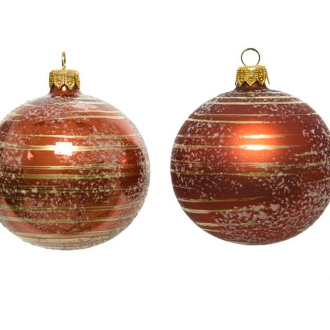 Pallina di Natale D8 Strisce Terra Brown Assortite