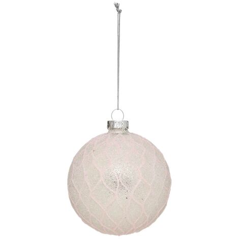 Pallina di natale in vetro 70 mm bianco a nido d ape - Feeric lights & christmas
