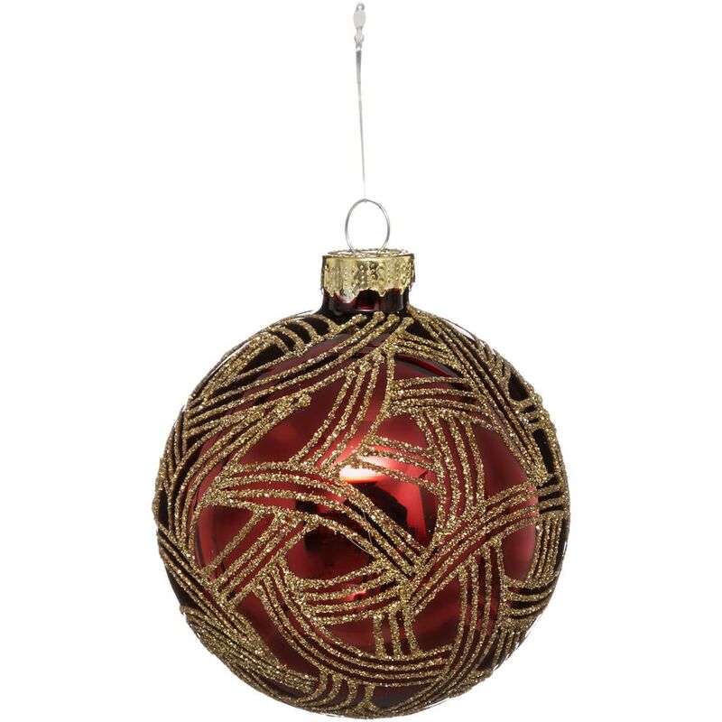 Pallina di natale in vetro 70 mm geom glitter