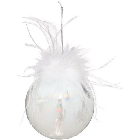 Pallina di natale in vetro 90mm feather lines - Feeric lights & christmas