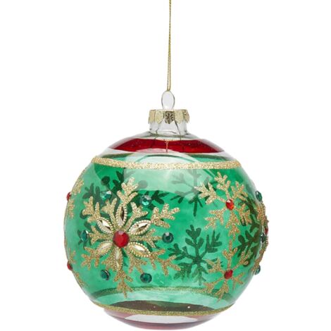 Pallina di natale in vetro con fiocco di neve decorazioni natalizie per albero di Natale -Rosso