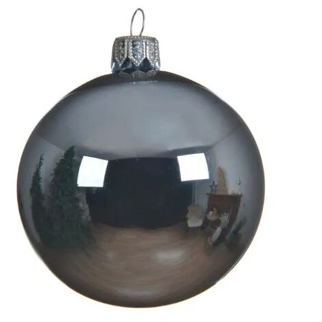 Pallina di Natale in Vetro Grigio Lucido D15