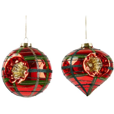 Pallina di natale in vetro vintage decorazioni natalizie per albero da Ø 10 cm, set da 2 pezzi